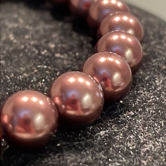 Retro-1990s-copper colored beaded stackable stretch bracelet - Picture 7 of 9
